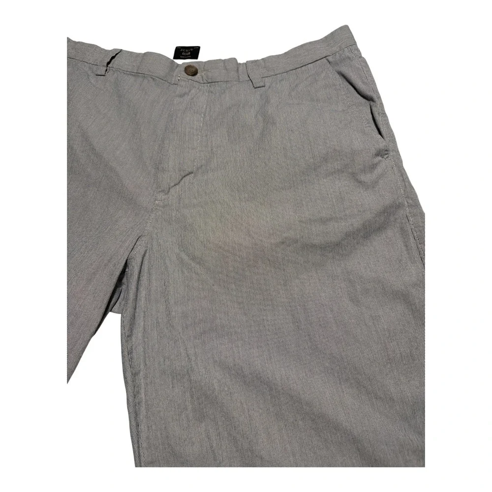 J crew y2k chino flat front shorts preppy gray white micro stripes men's size 36